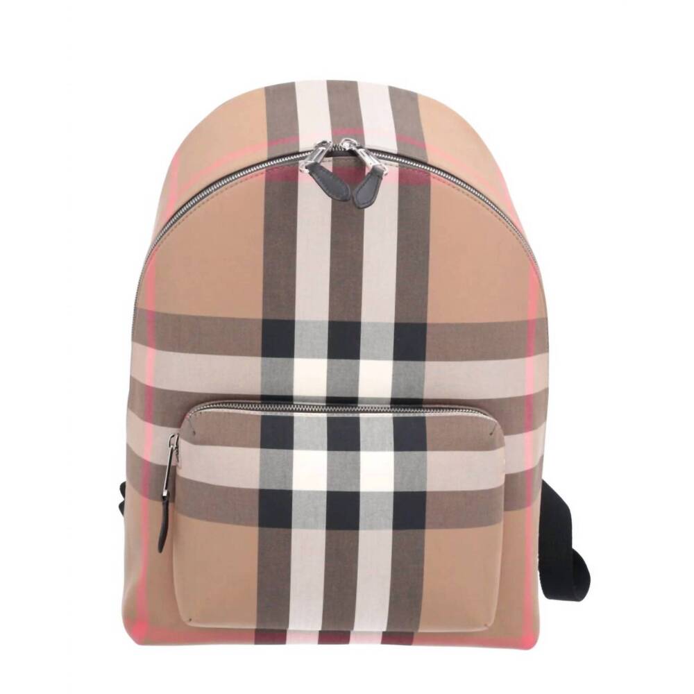 NEW BURBERRY women's jeff canvas backpack in taupe check